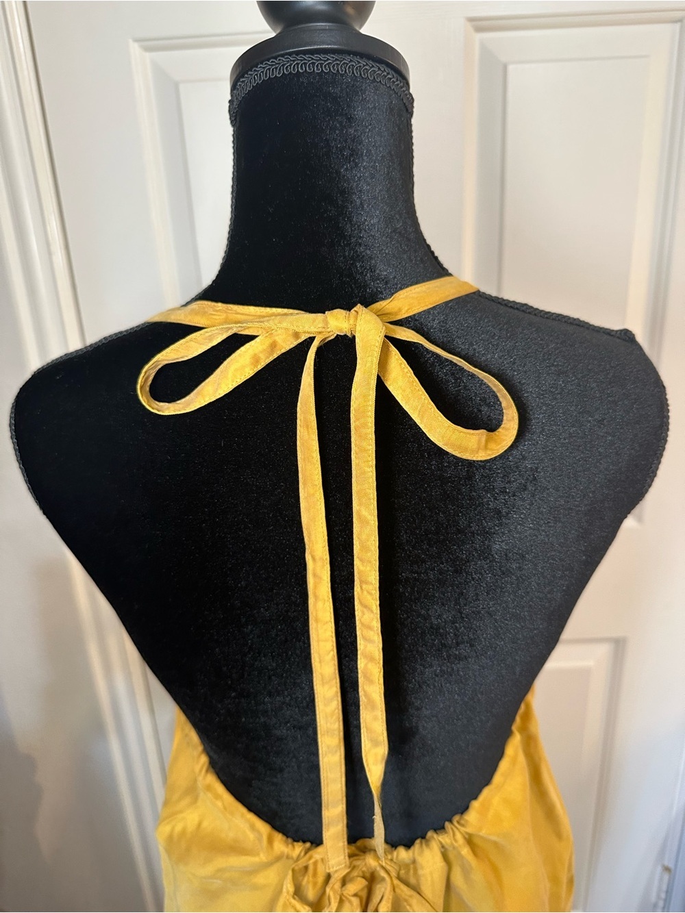 Lovestitch Cupro Halter Tie Back Dress Medium Mustard Gold Resort Vacation - Picture 5 of 14